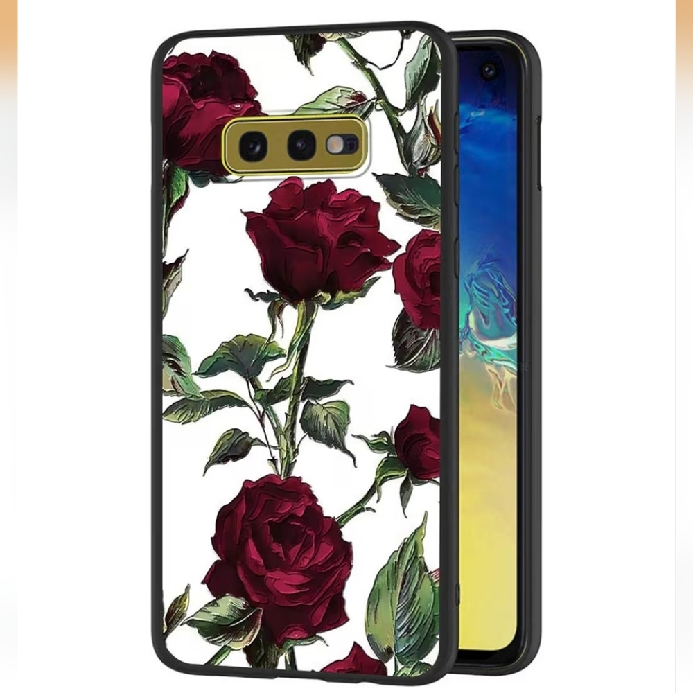 Red Roses Embossed Floral Phone Case - Red and Green Samsung Galaxy S10 E